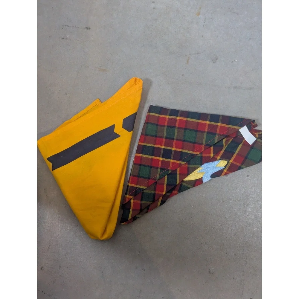Boy Scouts of America Neckerchiefs Slide Kid's OS Yellow Green Wolf Plaid BSA